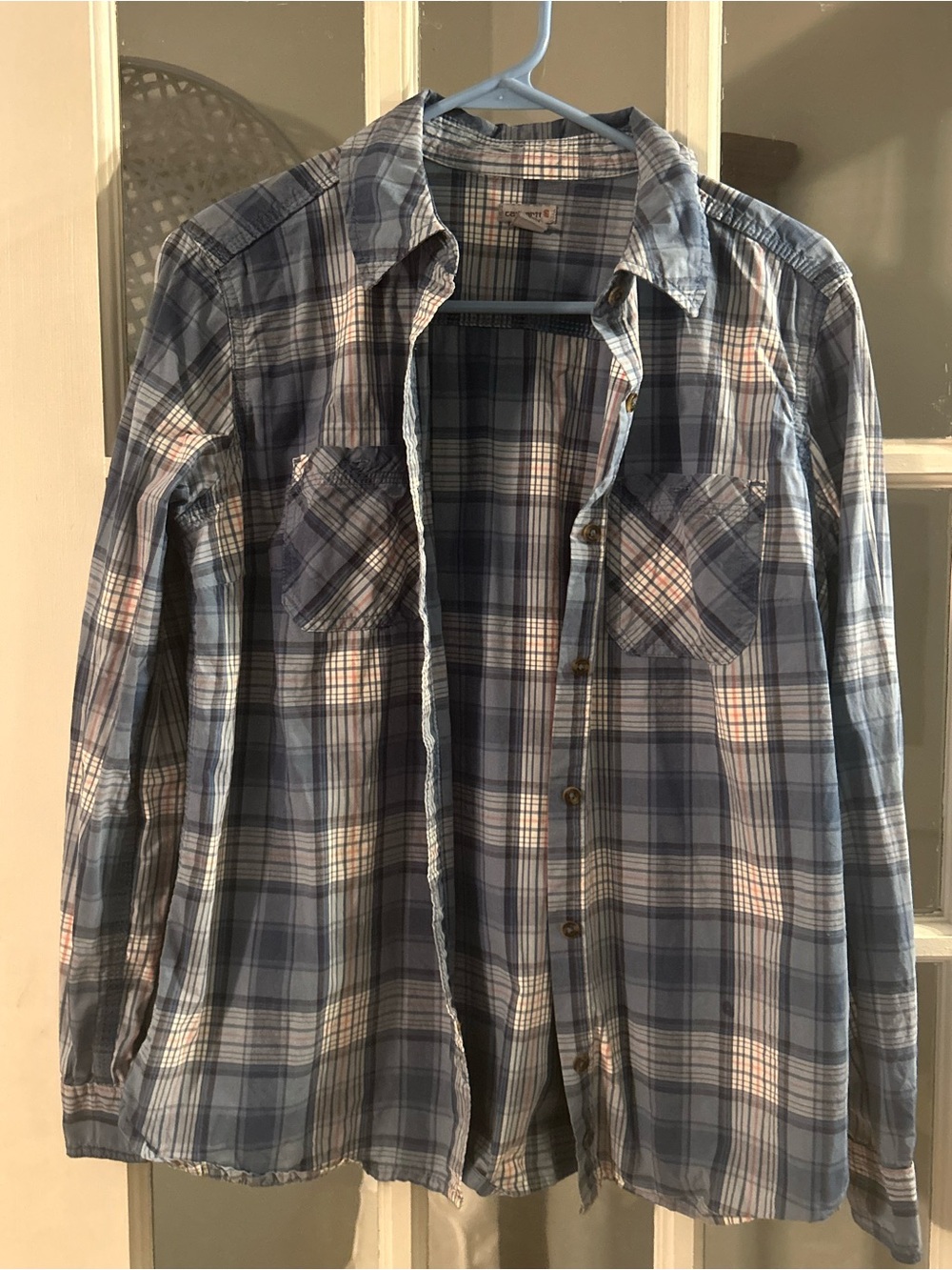 Blue plaid carhartt button up